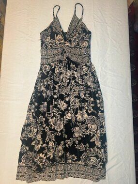 Black and beige floral spaghetti strap sundress